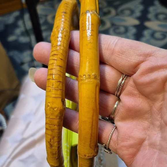 Lilly Pulitzer Green and Cream Straw Tote with Bamboo Handles - Picture 12 of 13